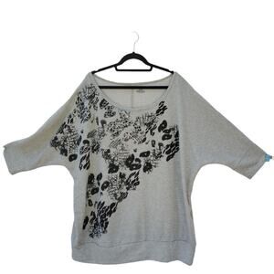 Lane Bryant Sweatshirt Womens Plus Size 26/28 Pullover Off Shoulder Animal Print